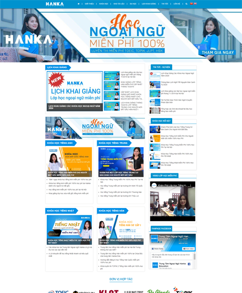Thiết kế website Trung tâm Ngoại ngữ Hanka